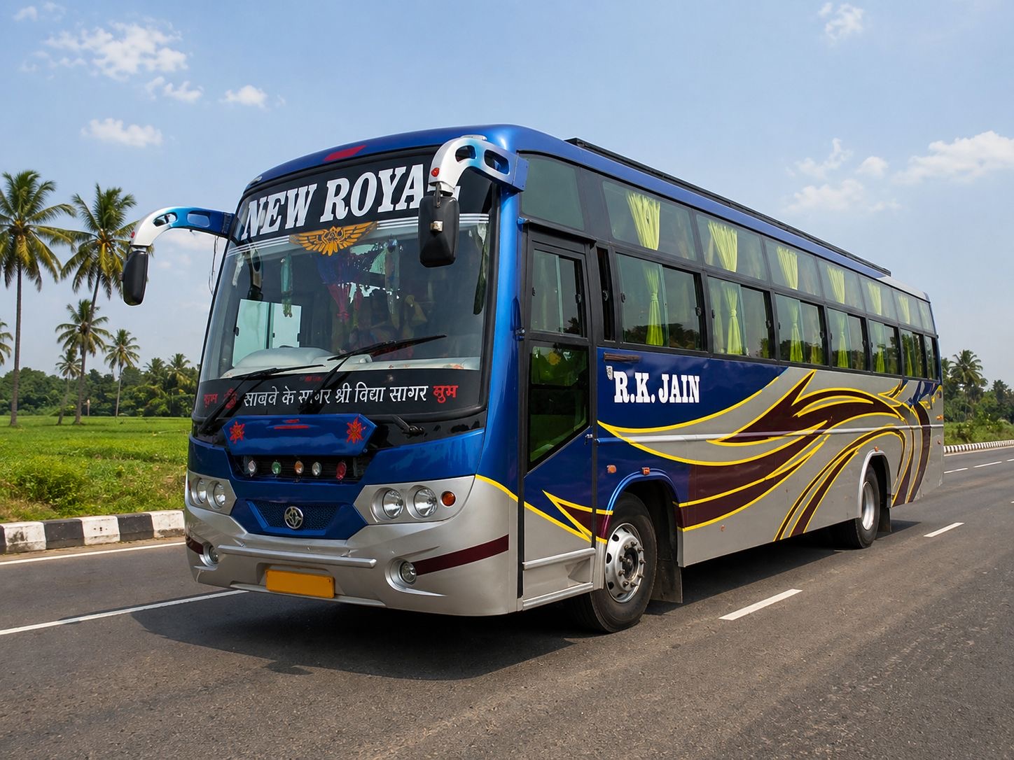 Budget bus hire Nagpur - New Royal Travels standard coach for tours and weddings.